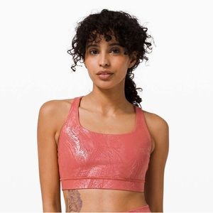 NWOT Lululemon Energy Bra Shine B/D Cup - Soft Cranberry Pink Foil Sz 8